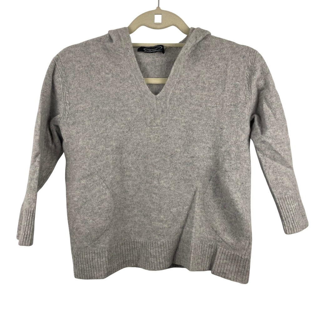 Magaschoni New York Kids Gray 100% Cashmere Hoodie Sweater Soft Cozy Cute Medium